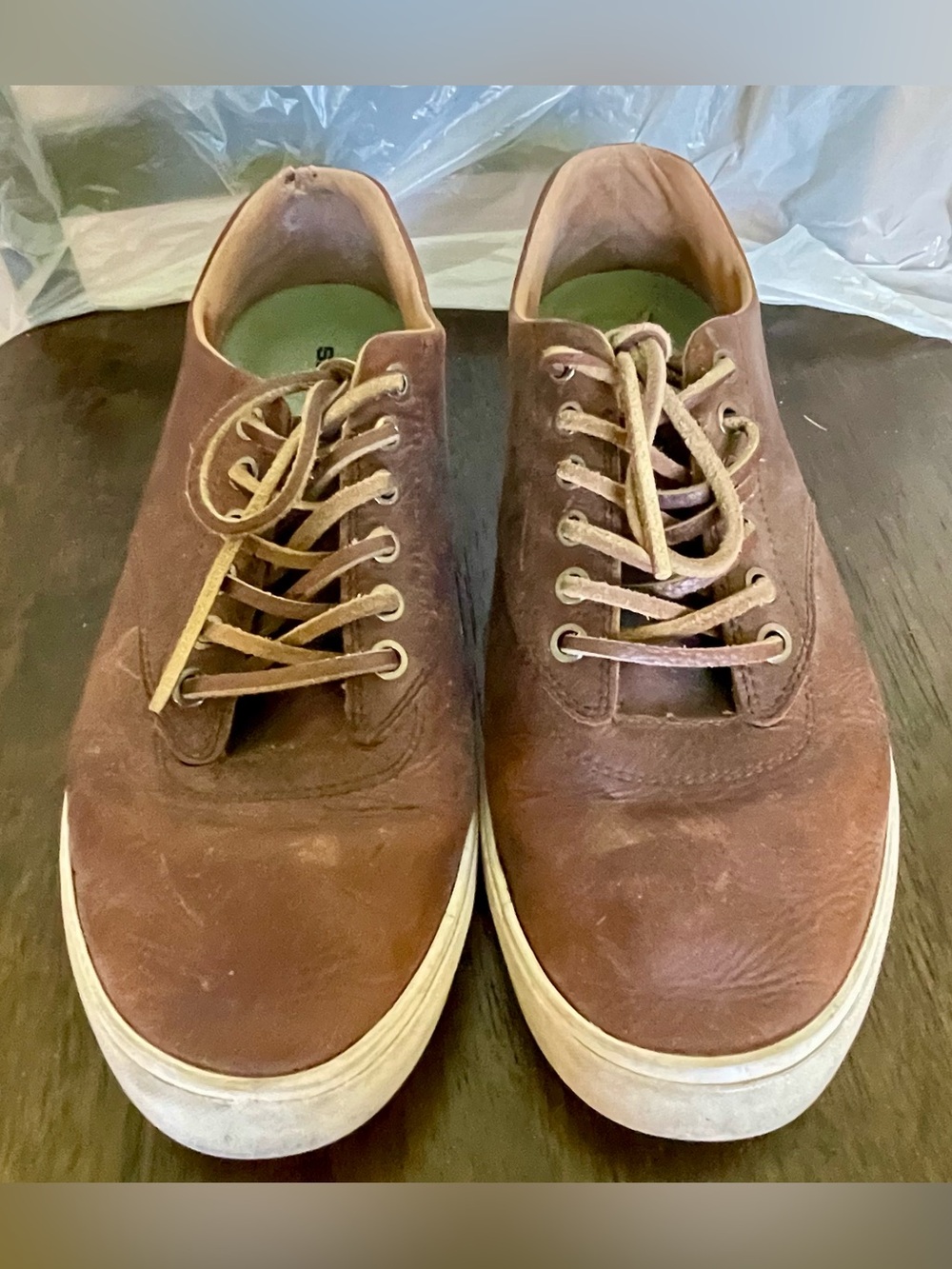 SeaVees Hermosa Wintertide Plimsoll Brown Oiled Leather Sneaker Shoes Mens 10